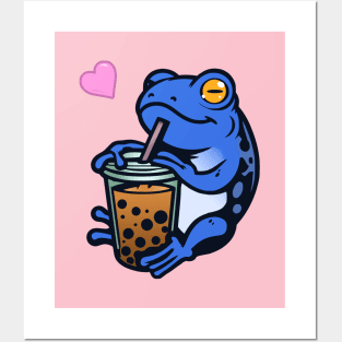 Boba Tea Frog - Blue Posters and Art